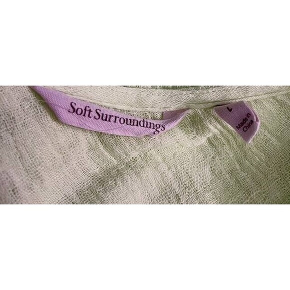 Soft Surroundings L 14 Pastel Chartreuse Sheer Textured Zip Front Tunic Cover-up - Picture 5 of 5